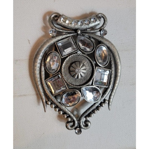 Vintage Crystal Metal Belt Buckle 4" Large Crystals‎ Encrusted Jewelry - Picture 1 of 7